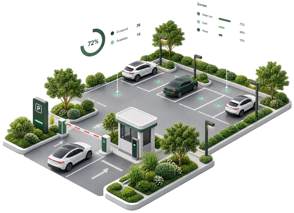 Smart parking lot with live occupancy and zone analytics